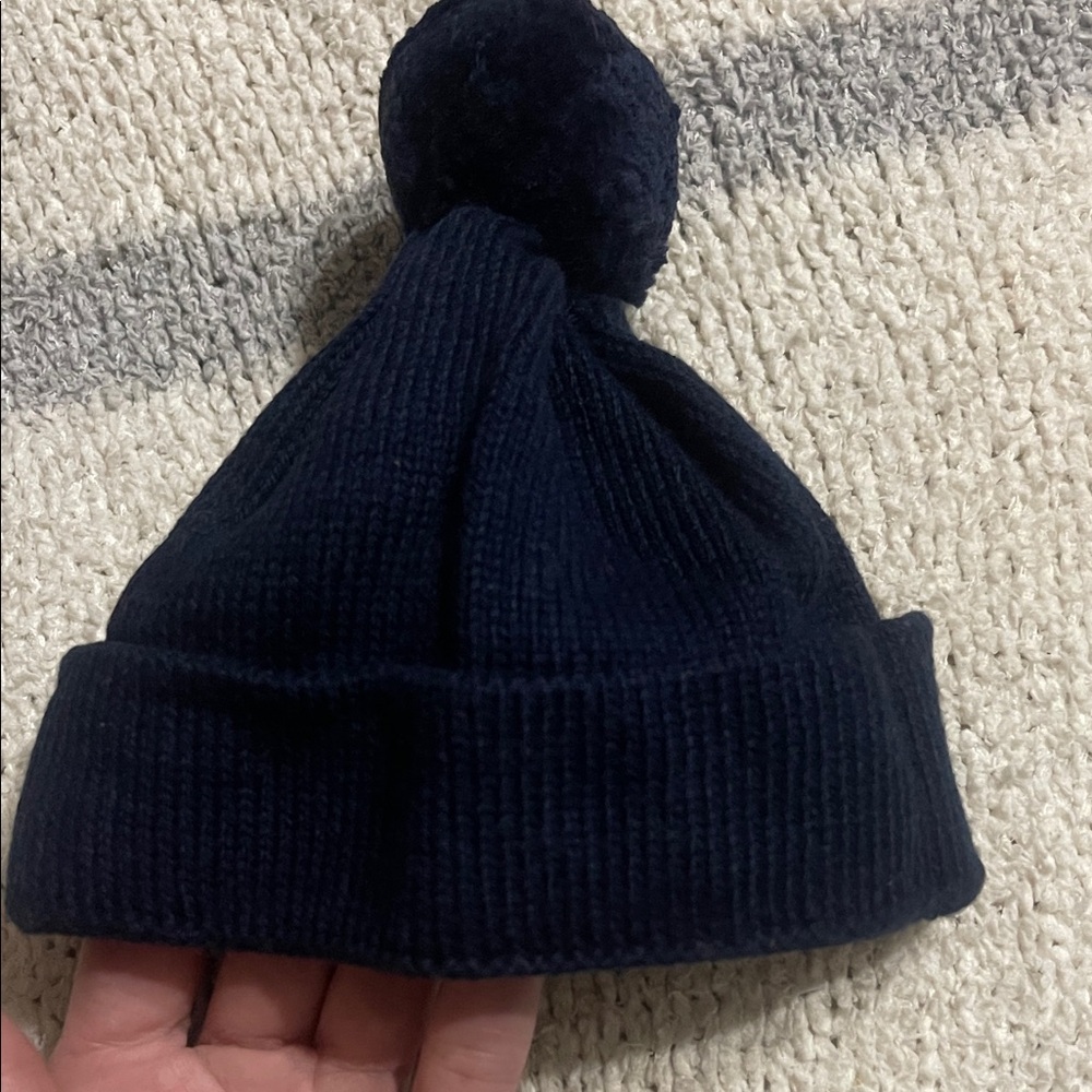New- Cozy Navy Blue Kids Pom-Pom Beanie